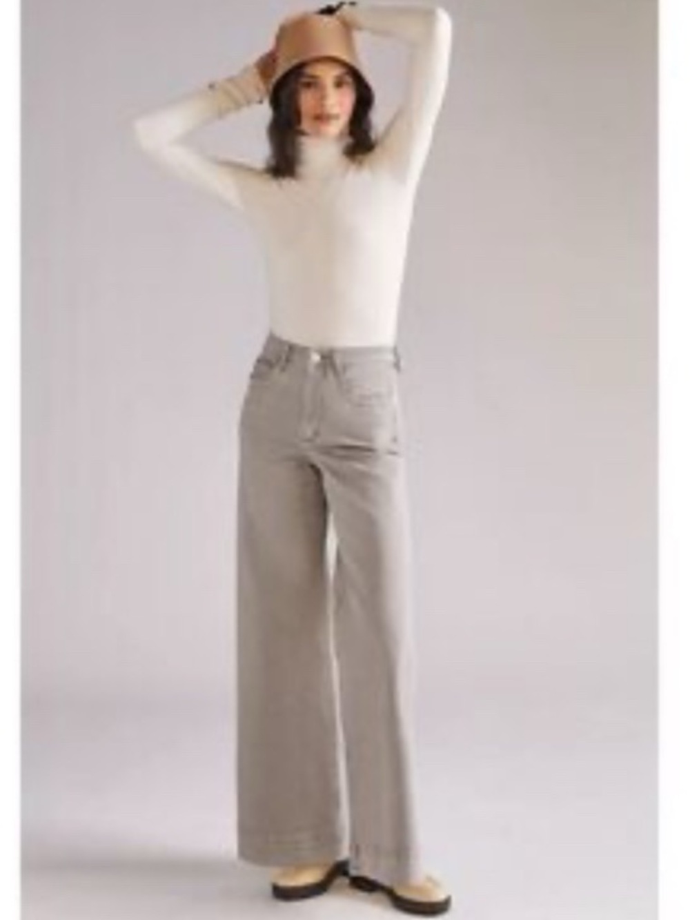 Anthropologie Maeve Wide-Leg Jeans in Light Gray Stretch 26